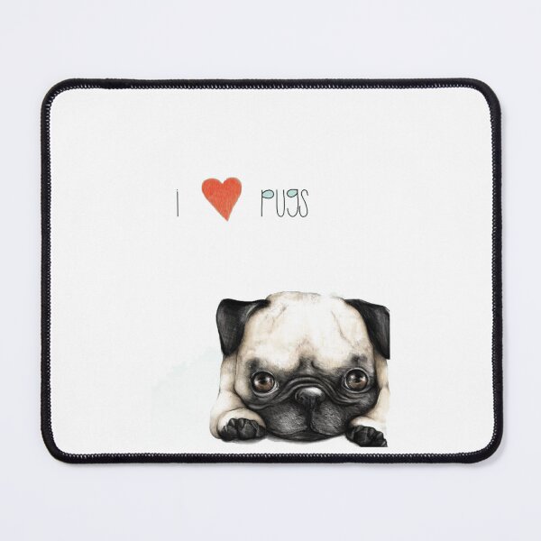 Item preview, Pug art with I love pugs text overlay designed and sold by Gile-Shop.