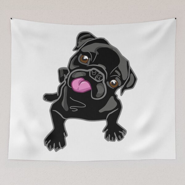 Item preview, Black pug illustration designed and sold by Gile-Shop.