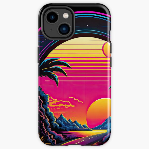 Neon sunset road iPhone Tough Case