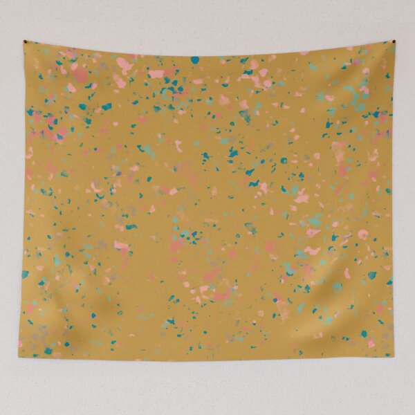 Item preview, Tiny terrazzo - green and pink on gold background designed and sold by LucyFaulke.