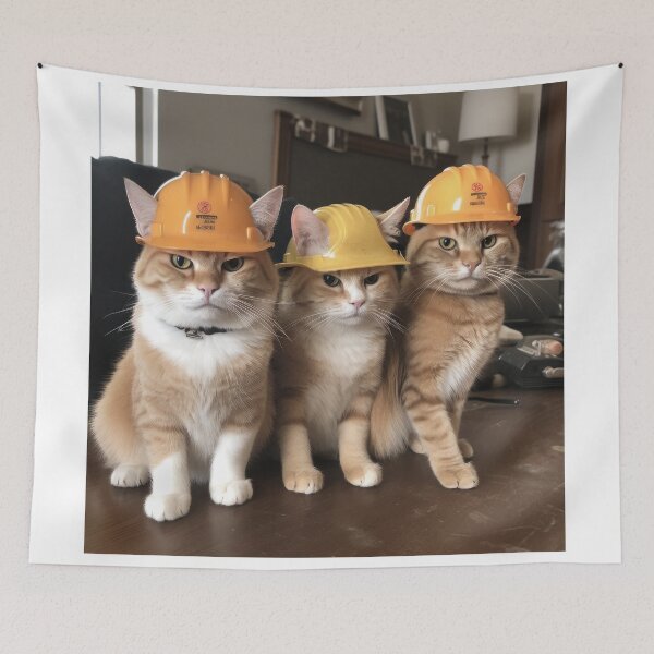 Item preview, Cats With Hard Hats designed and sold by Animally-Ai.