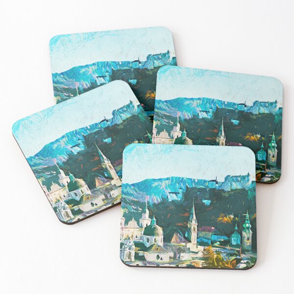 Item preview, Salzburg - Austria landscape painting Unique Watercolor designed and sold by CleverClings.
