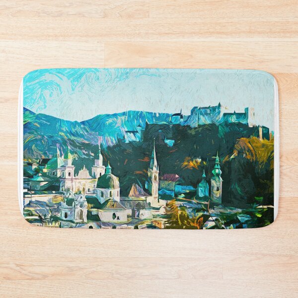 Item preview, Salzburg - Austria landscape painting Unique Watercolor designed and sold by CleverClings.