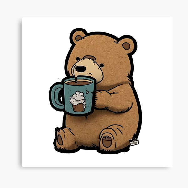 Cute Panda bear in cup drinking coffee tea cartoon teddy sweet