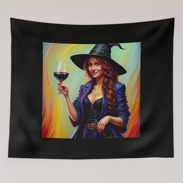 Item preview, Sexy Witch Drinking Red Wine - Halloween Gothic Party designed and sold by zptees.
