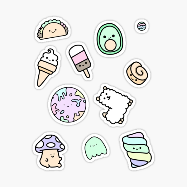 11 PACK Kawaii Sticker Pack Sticker for Sale by hannahvira