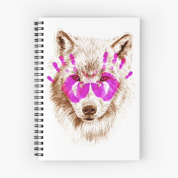 Item preview, Wolf portrait in transparency - brown colorized version and purple handprints designed and sold by SylvieG18.