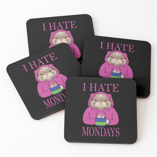 Item preview, A cat with coffee who hates Mondays funny cats designed and sold by ReneMM.
