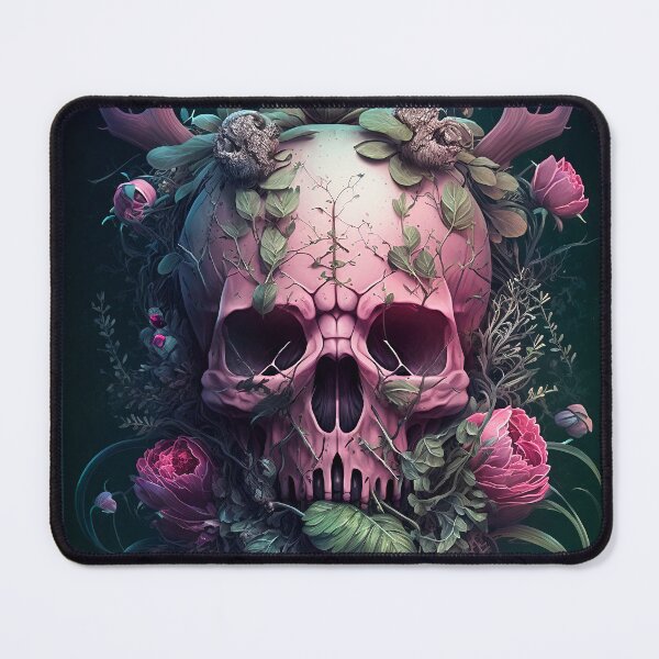 Item preview, Floral Skull Art Skull and Pink Roses Flower Skull Art designed and sold by Art.Fusion.Studio.