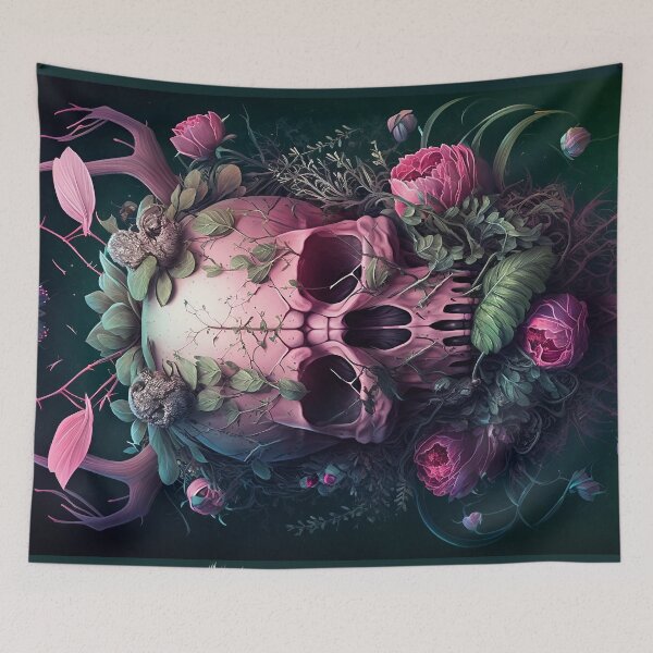 Item preview, Floral Skull Art Skull and Pink Roses Flower Skull Art designed and sold by Art.Fusion.Studio.
