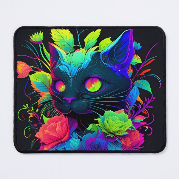 Item preview, Cat with flowers in neon colors designed and sold by SMILE88.