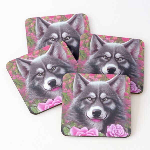 Item preview, Tamaskan Wolfdog With Flowers designed and sold by Nocturne  Paws.