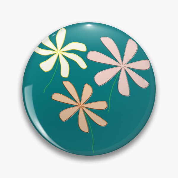 Item preview, Trio Of Flowers With Stems On White and Teal Background designed and sold by burbankdesigns.