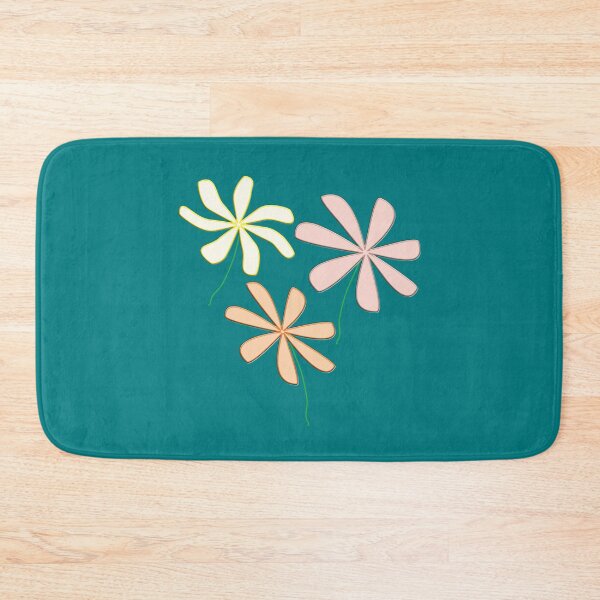 Item preview, Trio Of Flowers With Stems On White and Teal Background designed and sold by burbankdesigns.