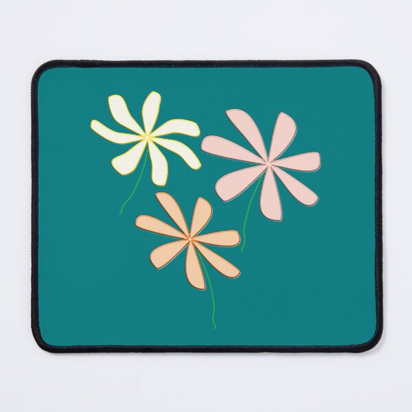 Item preview, Trio Of Flowers With Stems On White and Teal Background designed and sold by burbankdesigns.