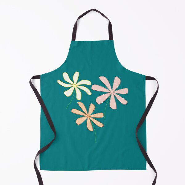 Item preview, Trio Of Flowers With Stems On White and Teal Background designed and sold by burbankdesigns.