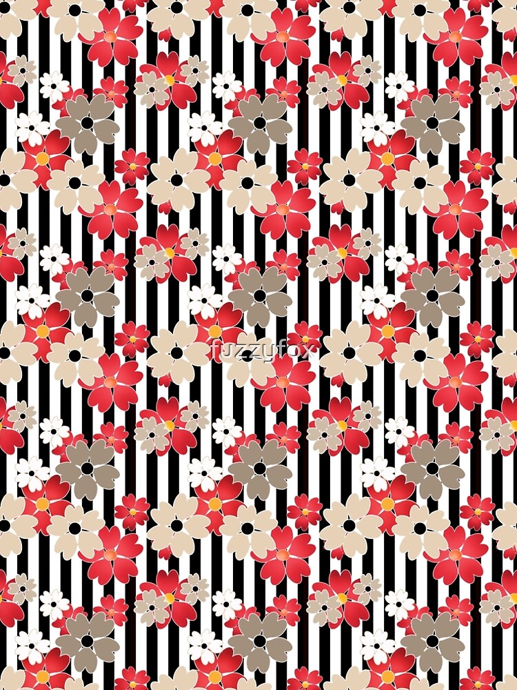 "Цветочный принт на полосатом фоне" A-Line Dress by fuzzyfox | Redbubble