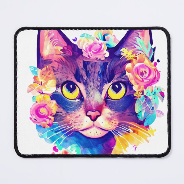 Artikelvorschau, Beautiful Cat with Flowers entworfen und verkauft von EdeniaArtStudio.