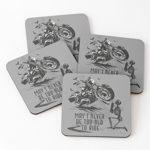 Item preview, May I Never Be Too Old to Ride a Motorcycle Bike skeleton eagle biker open road design in black designed and sold by tranquilbeach.