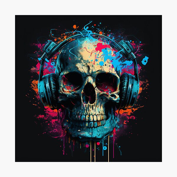 Vista previa del artículo con la obra «auriculares de calavera», diseñado y vendido por viana-arts.
