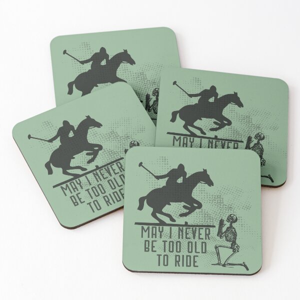 Item preview, May I Never Be Too Old to Ride a polo pony skeleton design in black designed and sold by tranquilbeach.