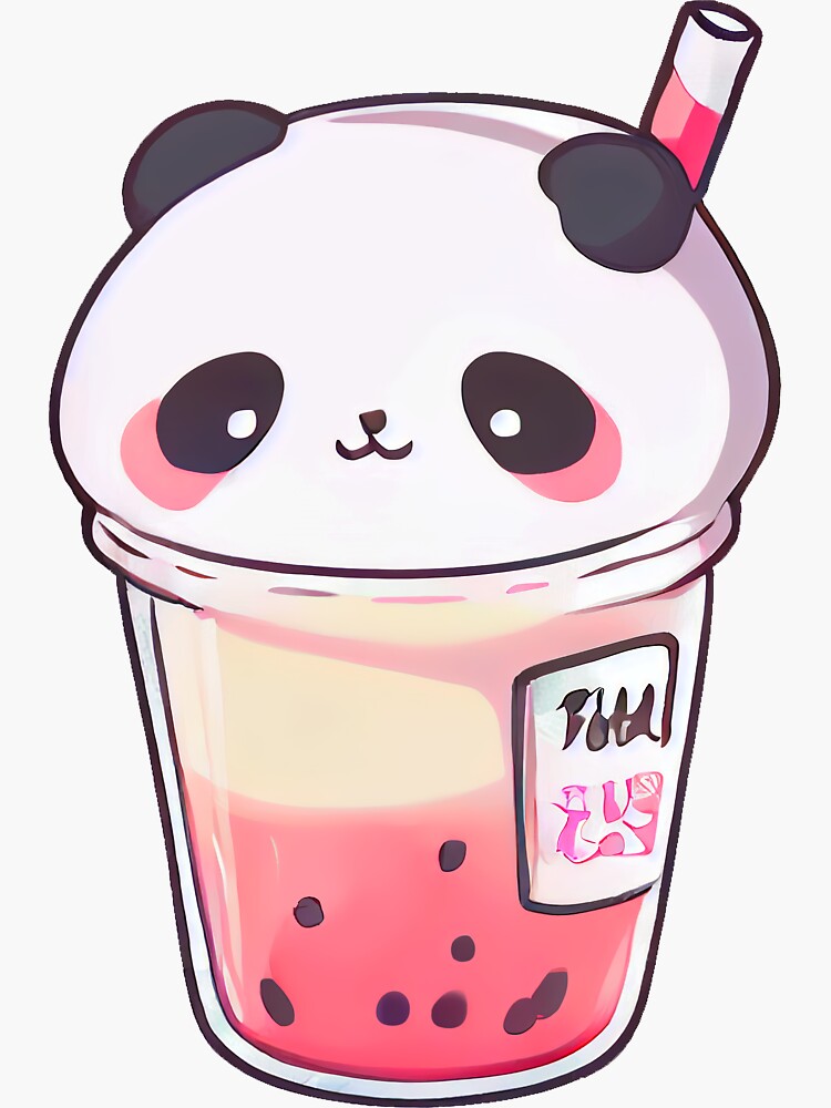 Cute Chibi Boba Tea Cup Panda | Sticker