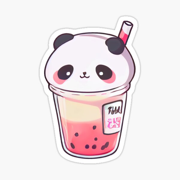 Cute happy funny bubble tea cup and pandas Vector Image