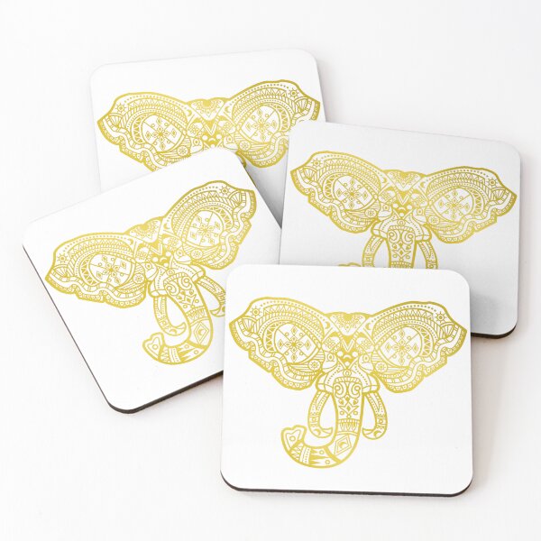 Item preview, Transform your space with the beauty of a gold-tone elephant mandala designed and sold by marco2r.