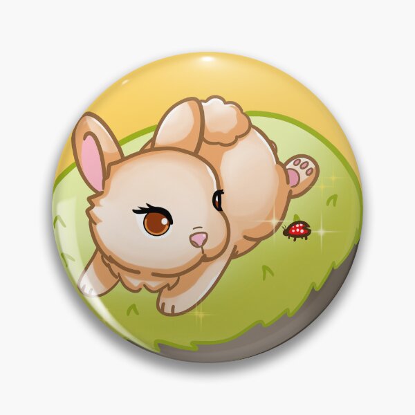 Item preview, farm bunny lying down sunbathing and playing with ladybug, cute design. designed and sold by kitsuneins.