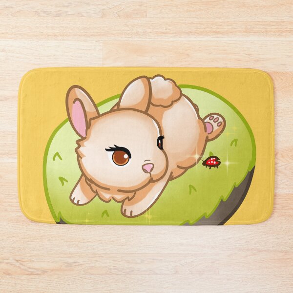 Item preview, farm bunny lying down sunbathing and playing with ladybug, cute design. designed and sold by kitsuneins.