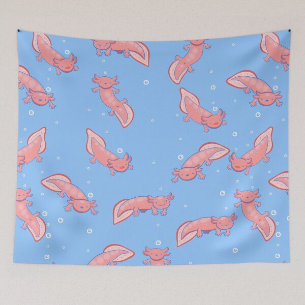 Item preview, cute Axolotl underwater bubbles blue  designed and sold by Gossip Rag.