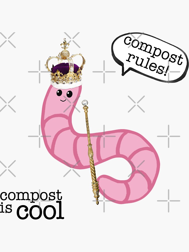Thumbnail 3 of 3, Sticker, compost worm (king) designed and sold by mystudiocreate.