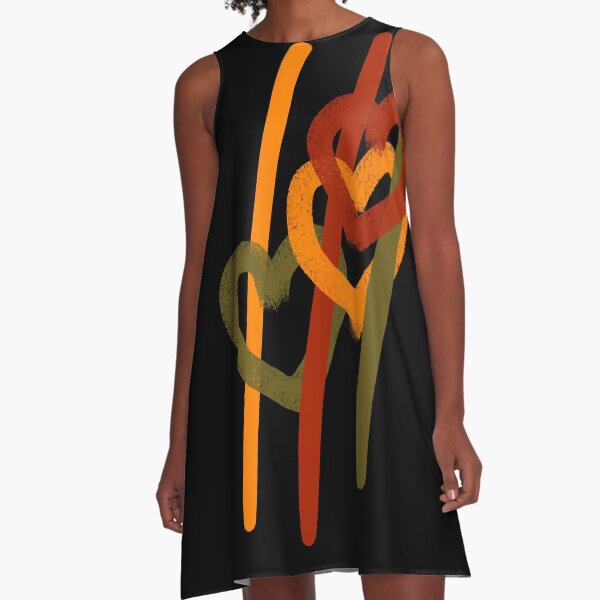 Herzen mit afrikanischen Farben A-Linien Kleid
