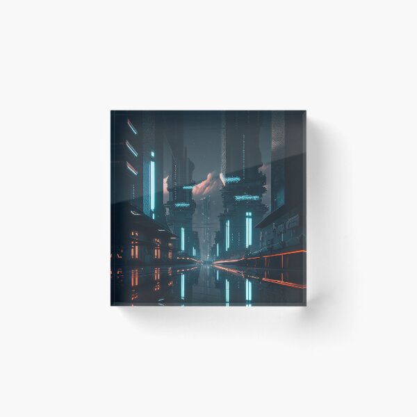 Item preview, a city inspired by Tron the movie designed and sold by AiWonderPrints.