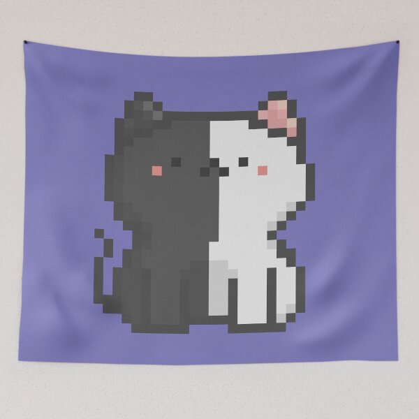 Item preview, Pixel Quiet Two Face Black White Cat 37 designed and sold by sosorimaru.