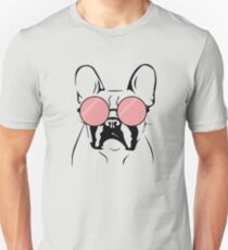 Camiseta unisex Cool Bulldog with Pink Sunglasses