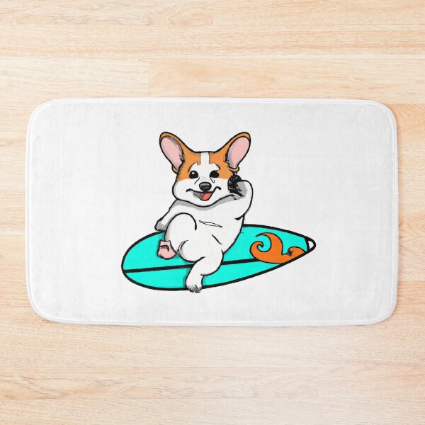 Item preview, Corgi dog chilling on surfboard designed and sold by YuneDesigns.