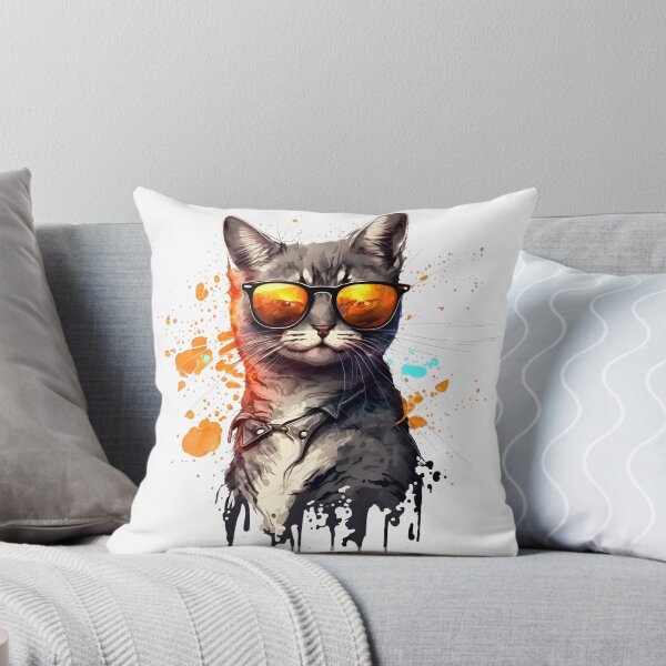 Aperçu de l'œuvre Vecteur graphique d'un joli chat heureux portant des lunettes de soleil design coloré 1 créée et vendue par Fivefix-Store.