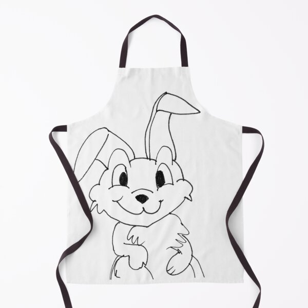 Item preview, Black pen outline drawing of a cartoon rabbit. designed and sold by claireseyeview.