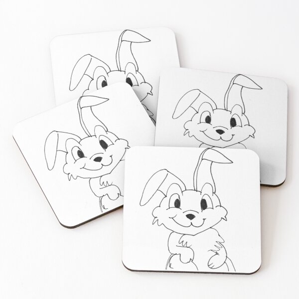 Item preview, Black pen outline drawing of a cartoon rabbit. designed and sold by claireseyeview.