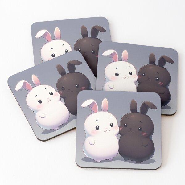 Item preview, Two Cute Bunnies Sticker Very Kawaii designed and sold by HikariAtelier.