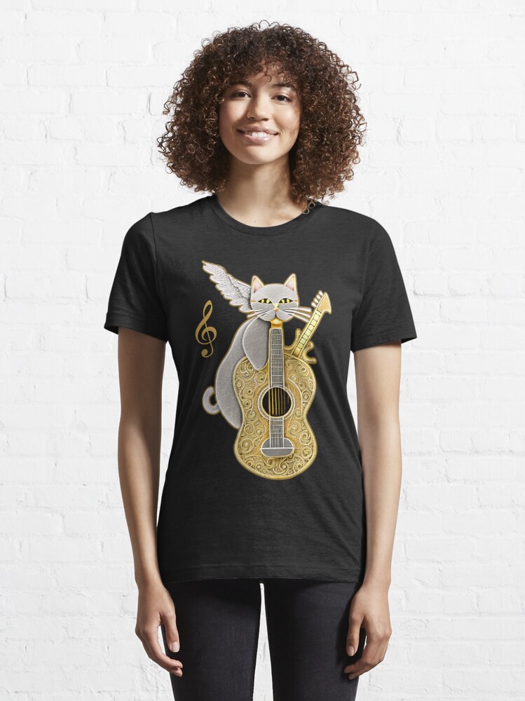 Discover Cat with wings and gold guitar | Essential T-Shirt 