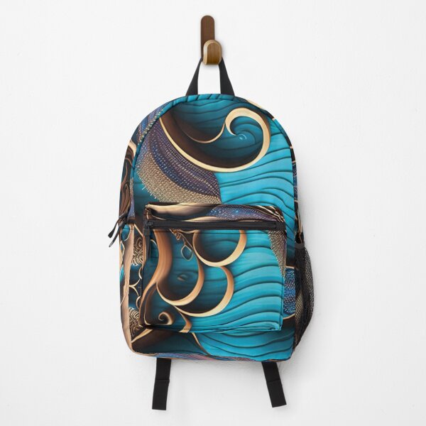 Item preview, Waves and Curls Fractal Pattern-Bronze and Aqua Blue designed and sold by Witsprings.