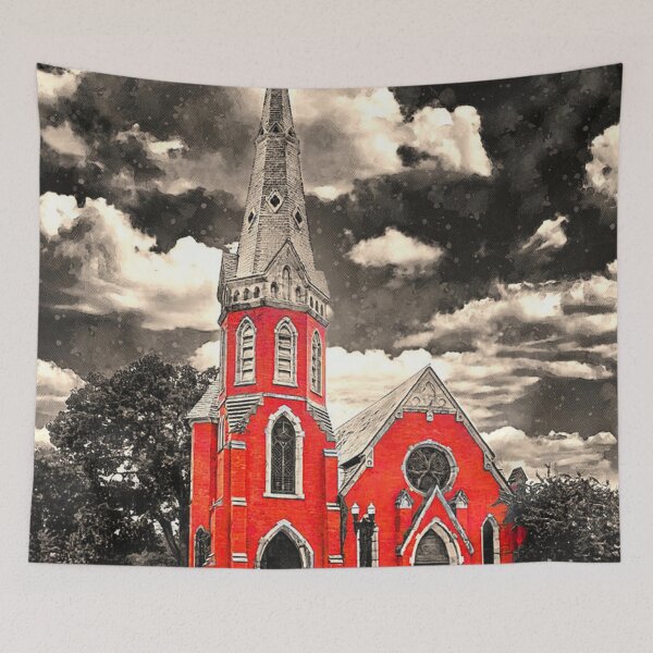 Item preview,  Black, white and red contrast church  designed and sold by Tashulovart.