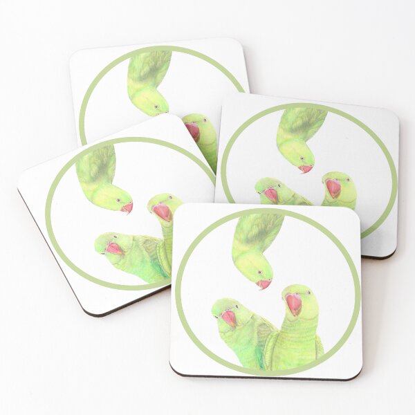 Item preview, Green Indian ring neck parrot in a green circle designed and sold by ArtbyLeanneWB.