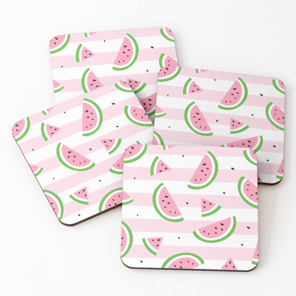 Item preview, Watermelon Pattern, Watermelon Slices on Pink and White Stripes Background designed and sold by graphic-genie.