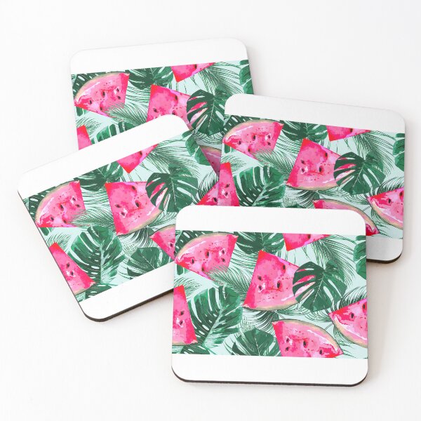 Item preview, Watermelon Pattern, Tropical Palm Leaves, designed and sold by graphic-genie.