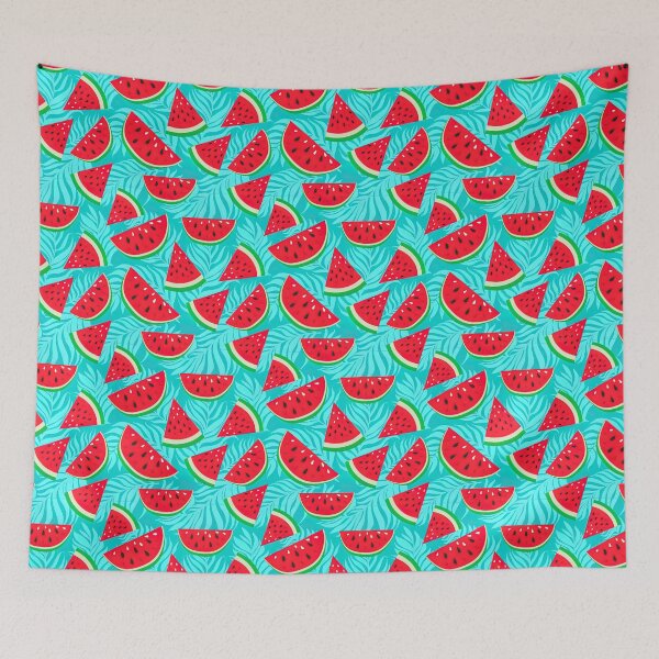 Item preview, Watermelon Pattern, Tropical Palm Leaves, designed and sold by graphic-genie.