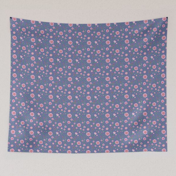 Item preview, Dusky Blue Background with Pink Posies designed and sold by OpenED360.
