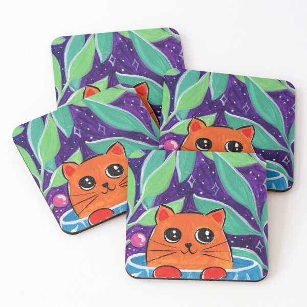 Item preview, Orange cat in the teacup gouche art designed and sold by pinkyfish1010.